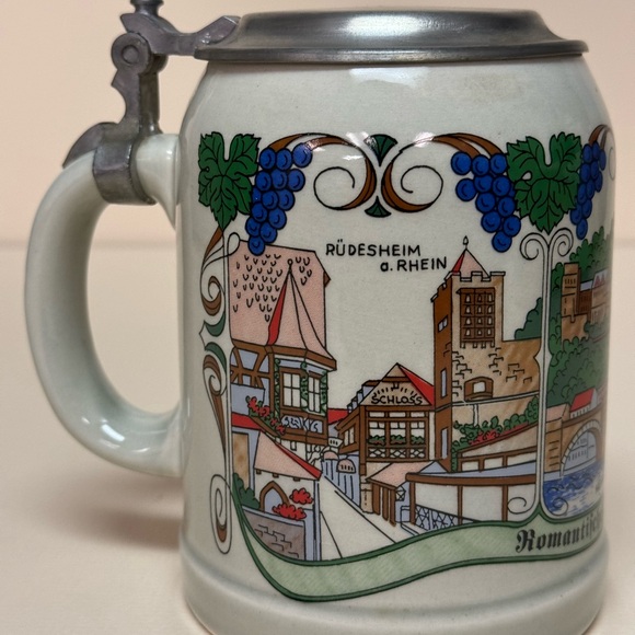 Vintage Germain Lidded Ceramic Stein Heidelberg Rüdesheim a. Rhein - Picture 3 of 14
